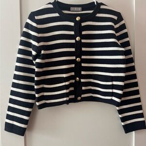 J. Crew Black and White Striped Cardigan